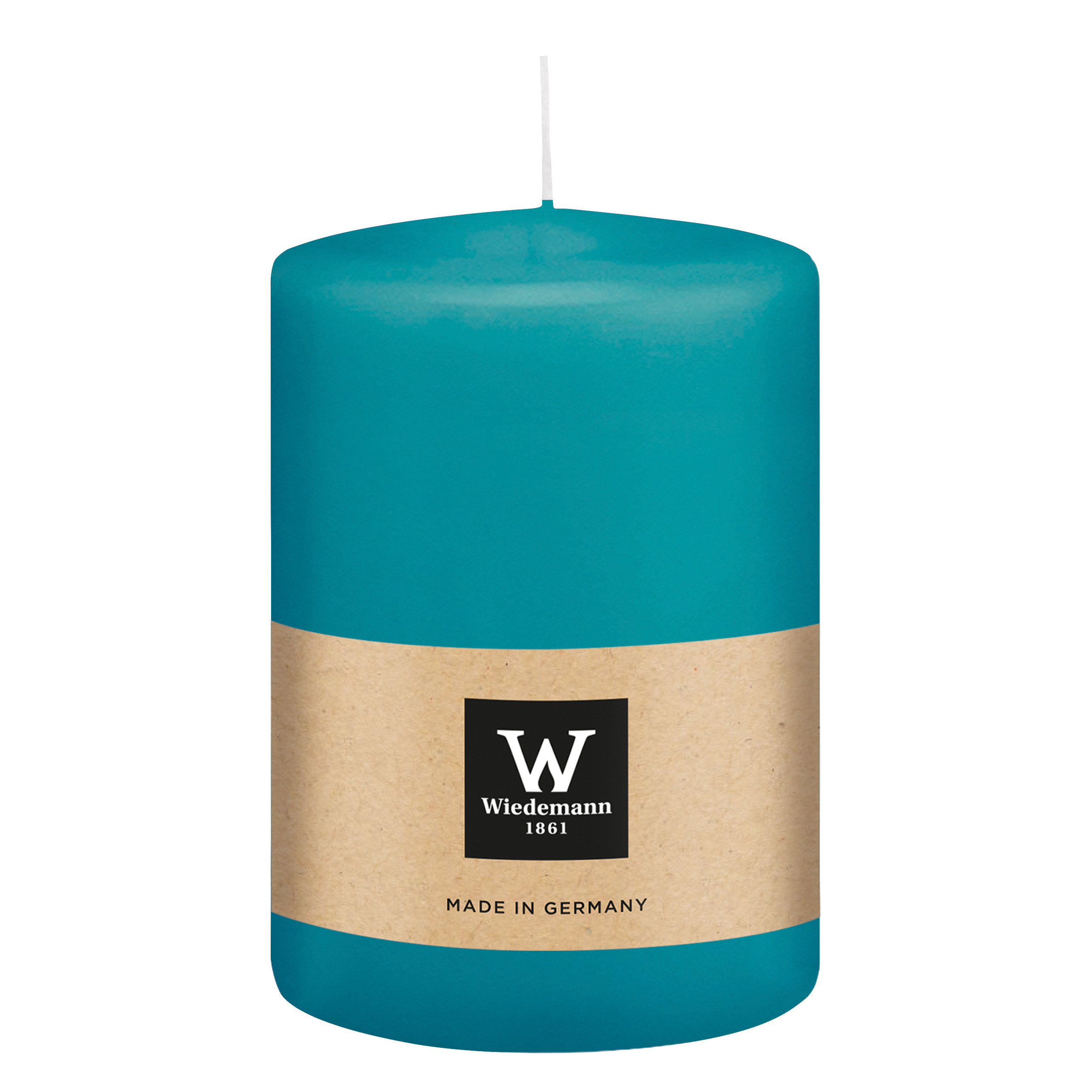 Wiedemann Cilinderkaars/stompkaars groot - turquoise blauw - 15 x 10 cm - 113 branduren -