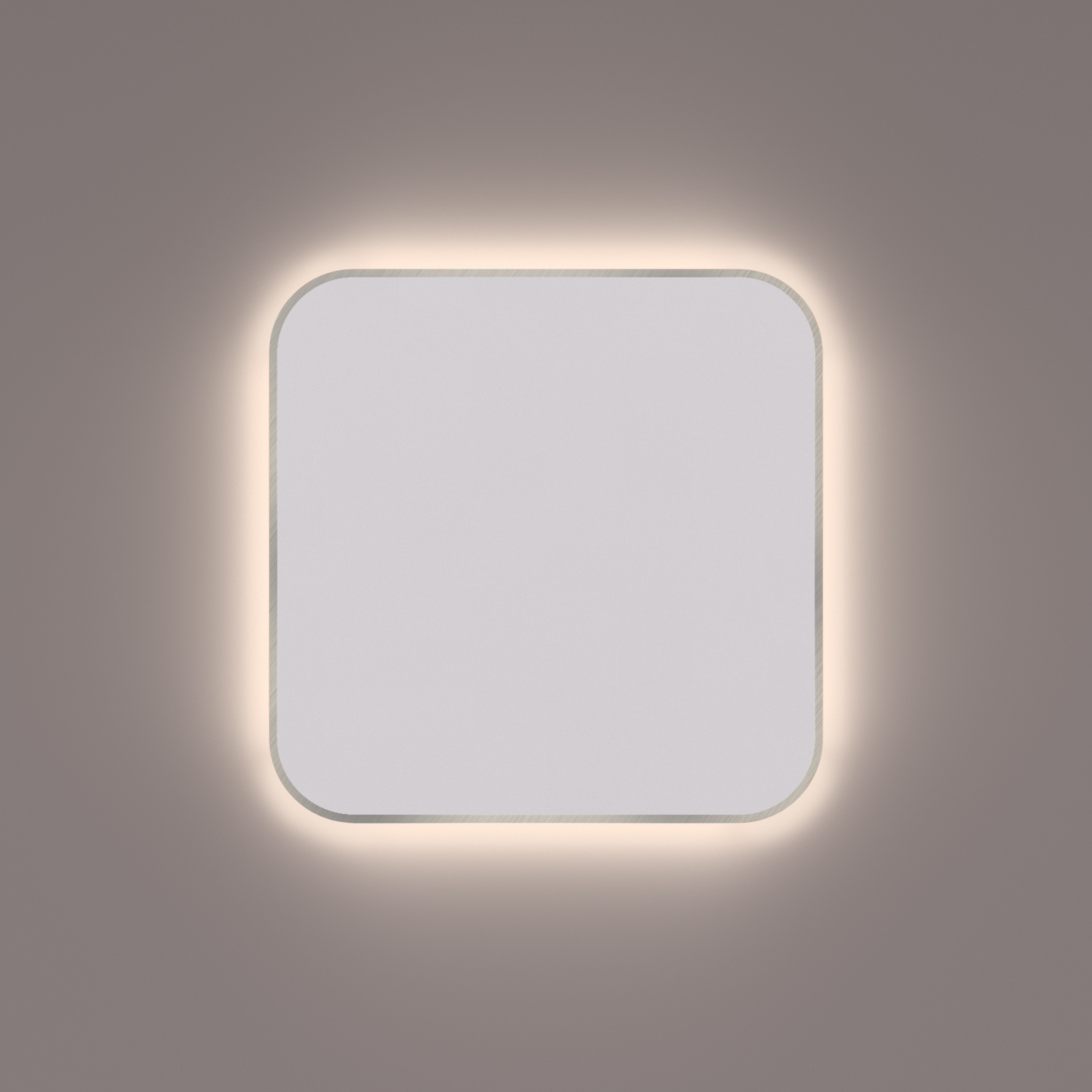 Hipp Design Toiletspiegel  SPM T06 Rechthoek 35x35 cm Met Afgeronde Hoeken En Verlichting Geborsteld RVS