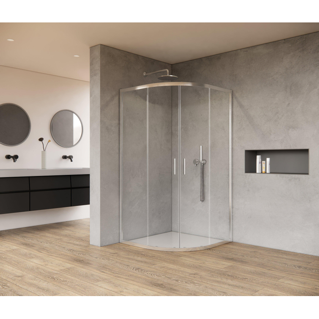 Saniclass Casus Douchecabine - 80x80x200cm - kwartrond - helder glas - profiel - chroom SAO2142-CH80x80