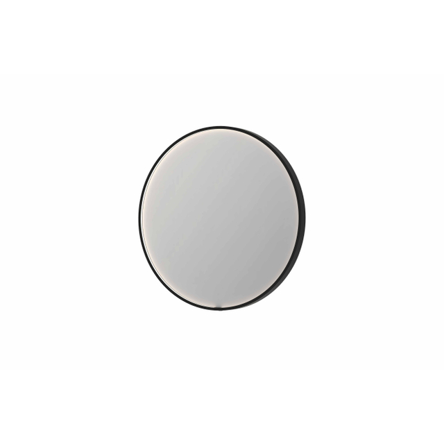 Ink SP24 spiegel - 80x4x80cm rond in stalen kader incl dir LED - verwarming - color changing - dimbaar en schakelaar - geborsteld metal black 8409457