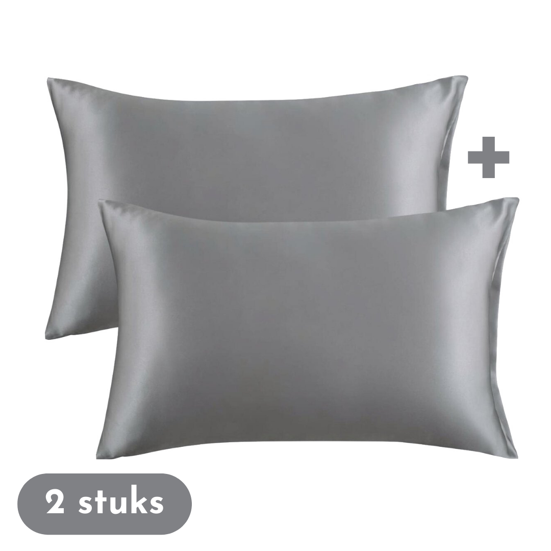 Zavelo Satijnen Kussenslopen - Anti Allergeen -Huidverzorging- Haarverzorging - Antraciet - 60 x 70 cm - Krullend haar produkt -2 stuks