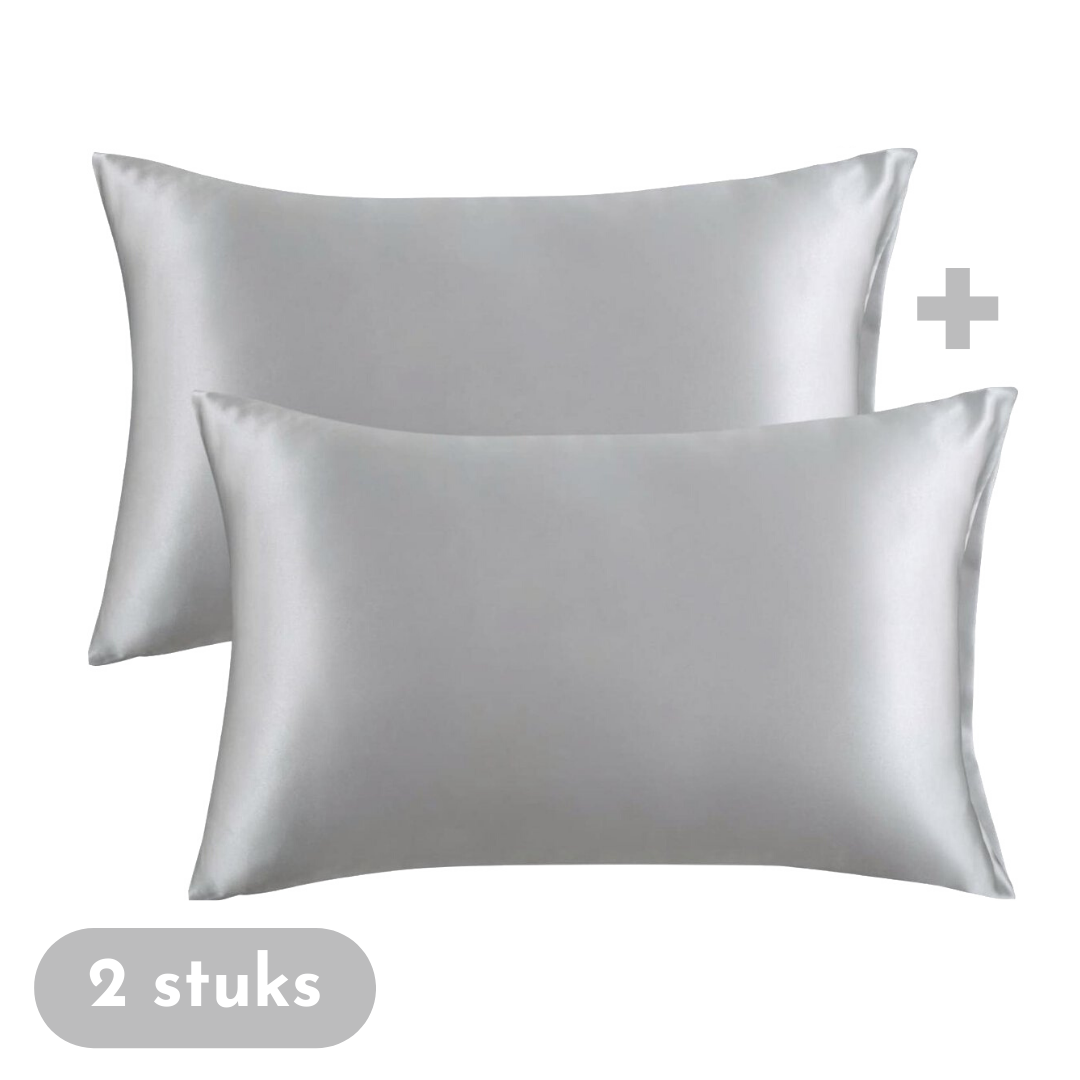 Zavelo Satijnen Kussenslopen - Anti Allergeen -Huidverzorging- Haarverzorging - Zilver - 60 x 70 cm - Krullend haar produkt -2 stuks