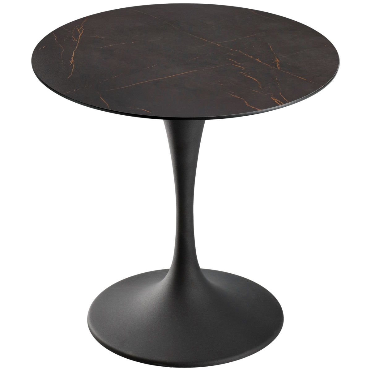 Vega Tafel Tromba; 80x71 cm (ØxH); Tafelblad zwart/bruin, frame zwart; rond