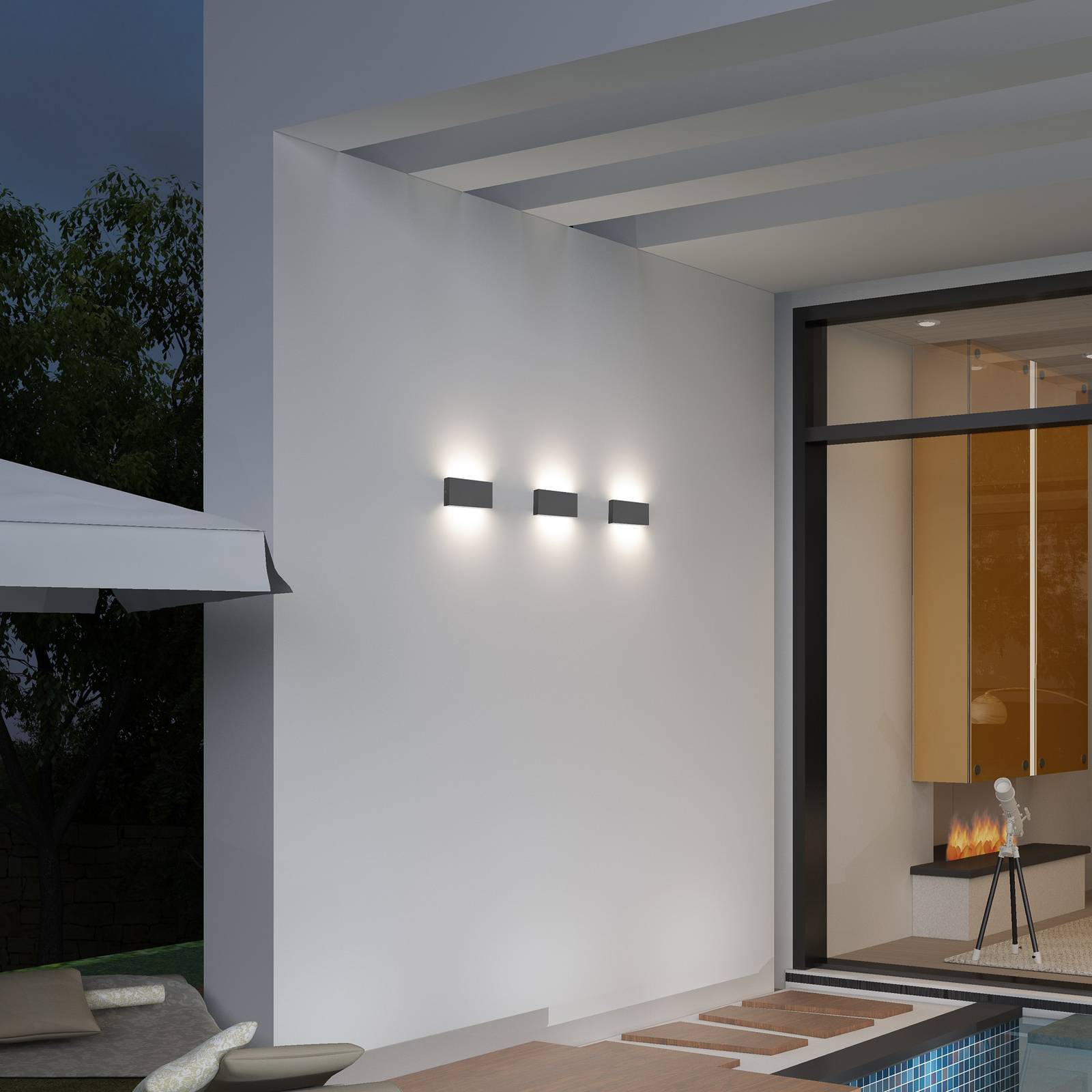 CMD LED buiten wandlamp  9070, 17 cm, antraciet, IP54, omhoog/omlaag