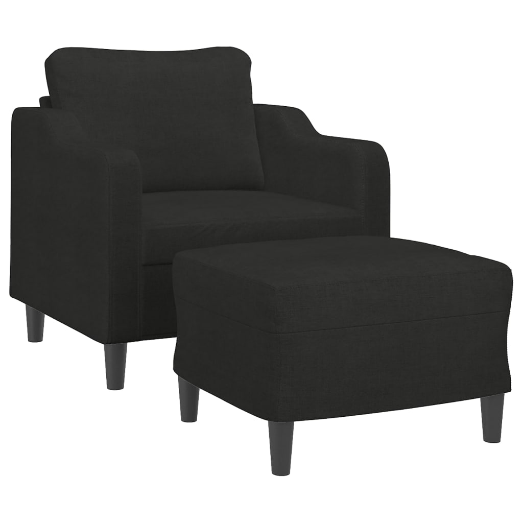 vidaXL Fauteuil met voetenbank 60 cm stof zwart