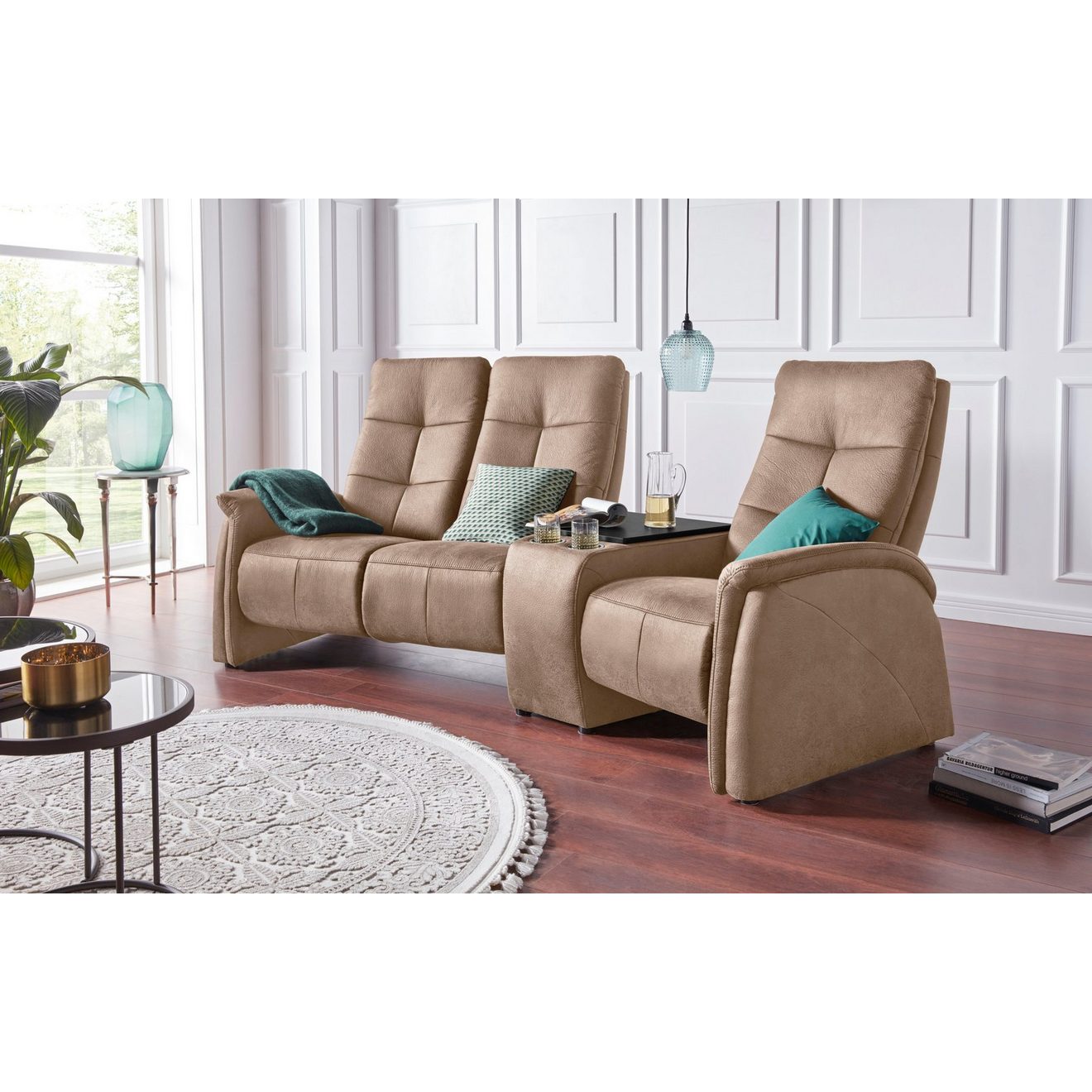 Exxpo - sofa fashion 3-zitsbank Tivoli, bioscoopsofa met relaxfunctie, met bijzettafel en opbergruimte