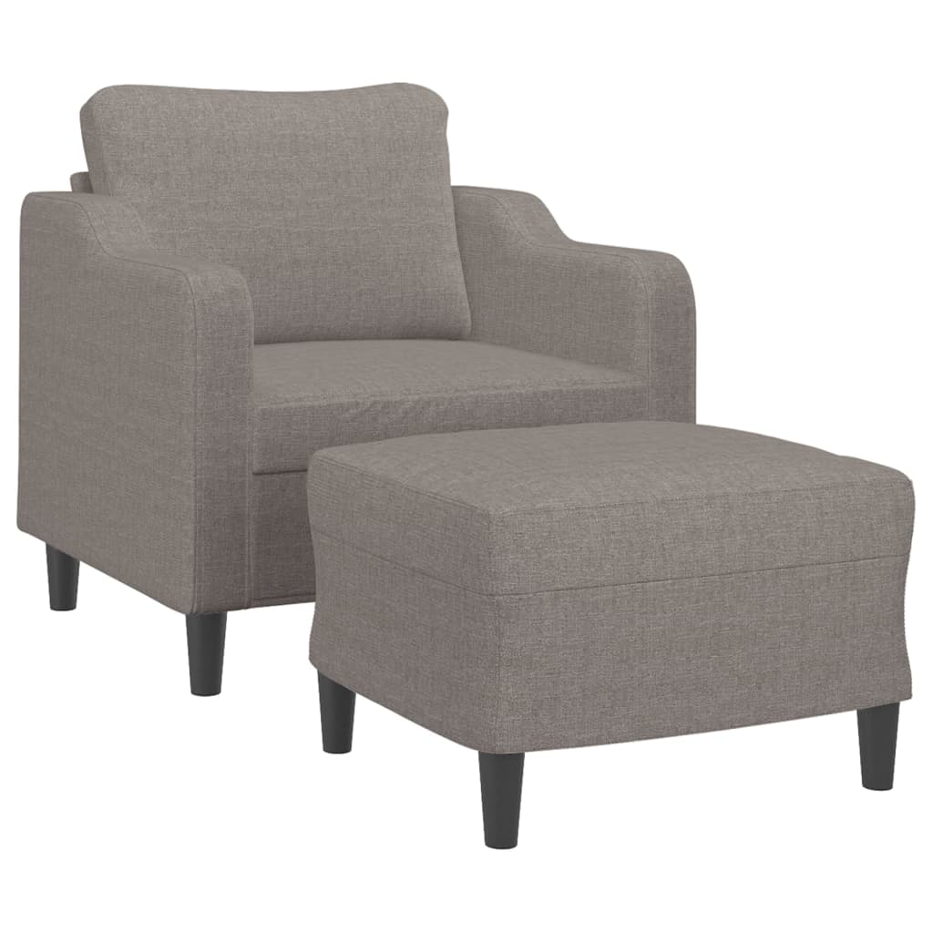 vidaXL Fauteuil met voetenbank 60 cm stof taupe