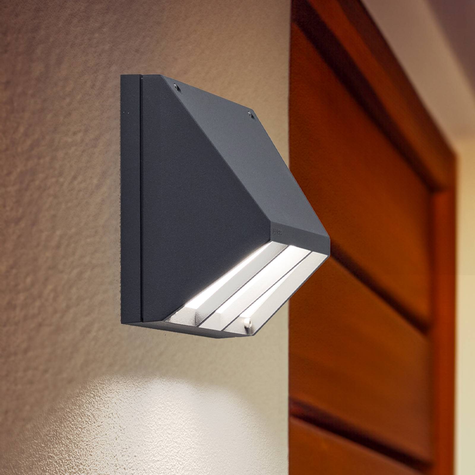 BEGA LED buitenwandlamp 22256 K3, DALI, grafiet, gegoten aluminium