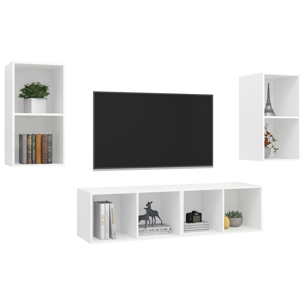 vidaXL Tv-wandmeubelen 4 st spaanplaat wit