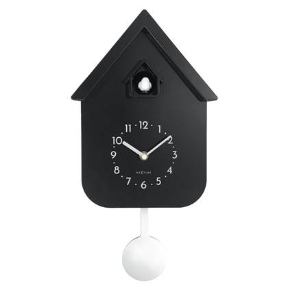 NeXtime  Wandklok 21,5x41,5x8,5 cm - Pendule - Zwart - Plastic -