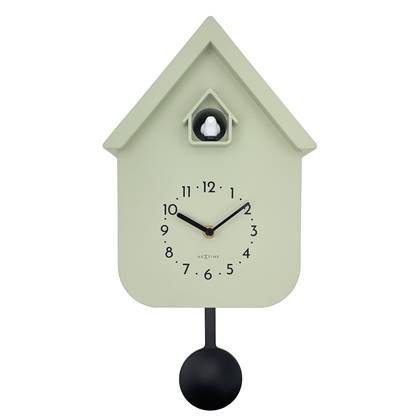 NeXtime  Wandklok 21,5x41,5x8,5 cm - Pendule - Olijfgroen - Plastic -