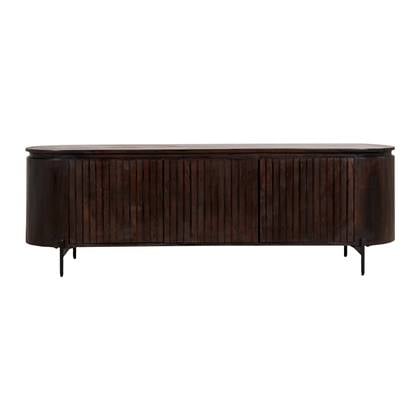 By fonQ Grand Tv-Meubel Donkerbruin Mangohout - B 210 cm
