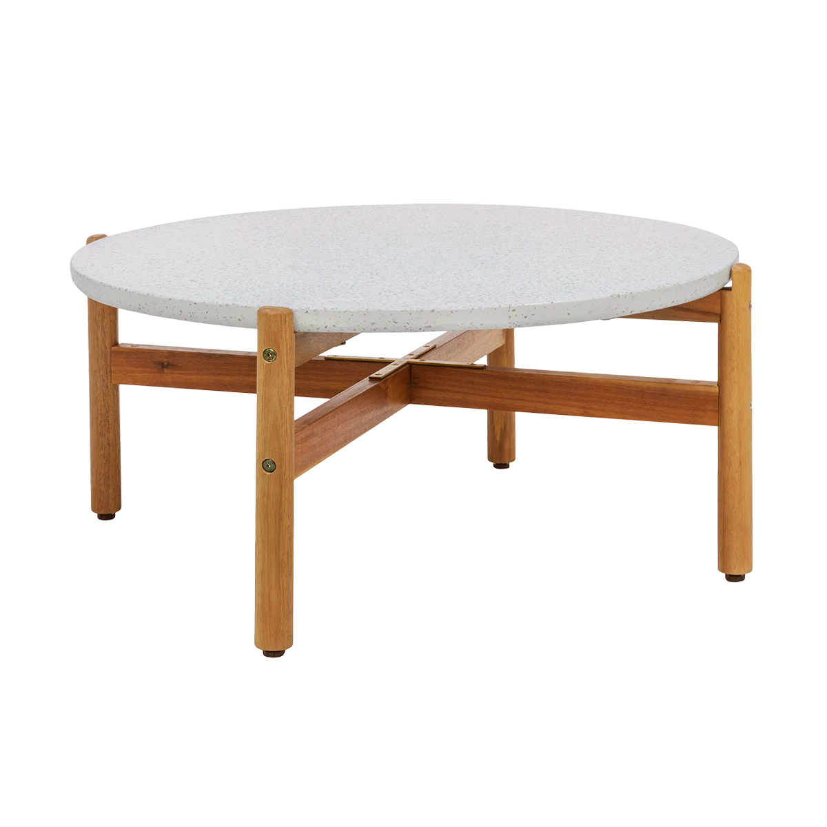 Artichok Teresa houten tuin salontafel naturel met terazzo blad - Ø 85 cm