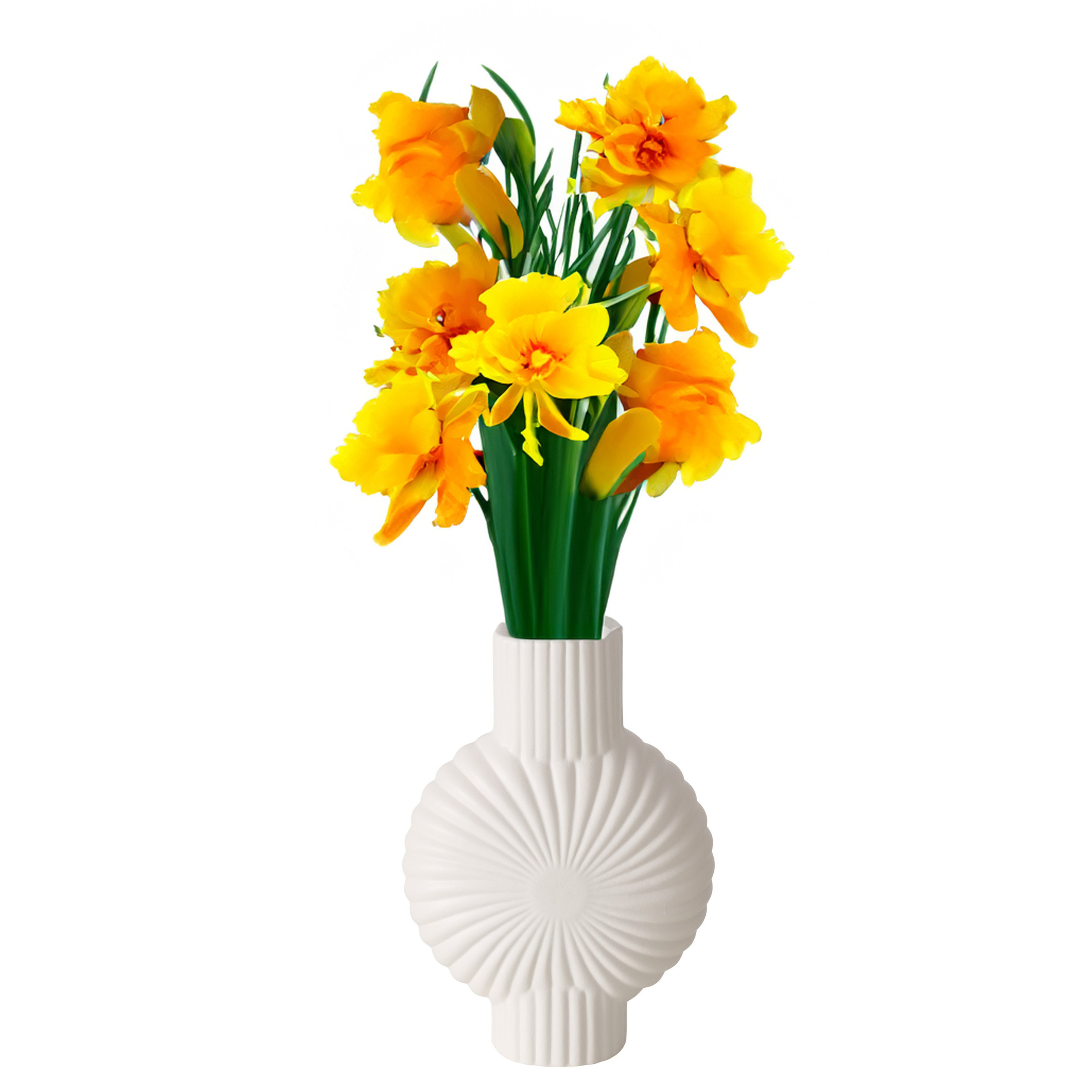 Boltze Bloemenvaas Venice - wit - keramiek - D20 x H28 cm - Stelen en boeketten - Grieks/romeins thema -