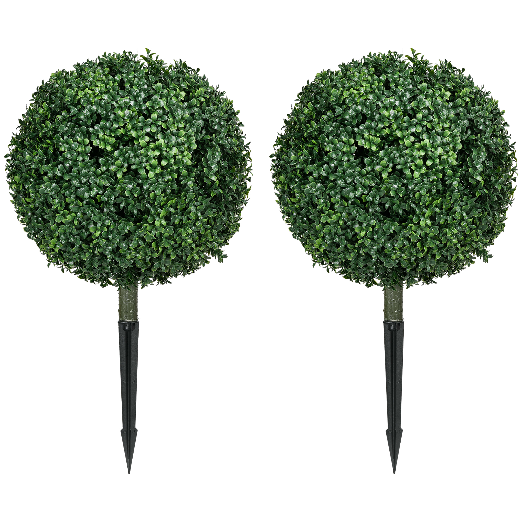 HOMCOM Kunstmatige Buxusboom Duo, Realistisch & Weerbestendig, Onderhoudsvrij, 70 cm Hoog