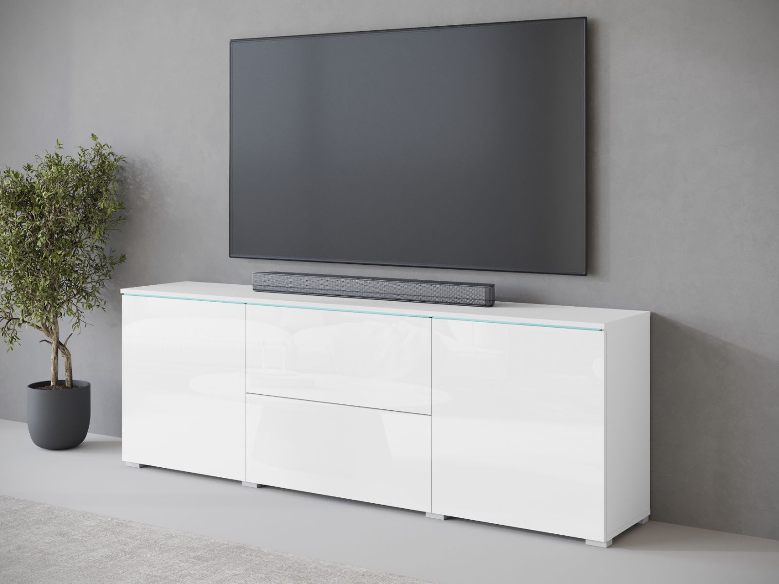 Mobistoxx Tv-meubel VITTORIO 2 deuren 2 lades wit/hoogglans wit