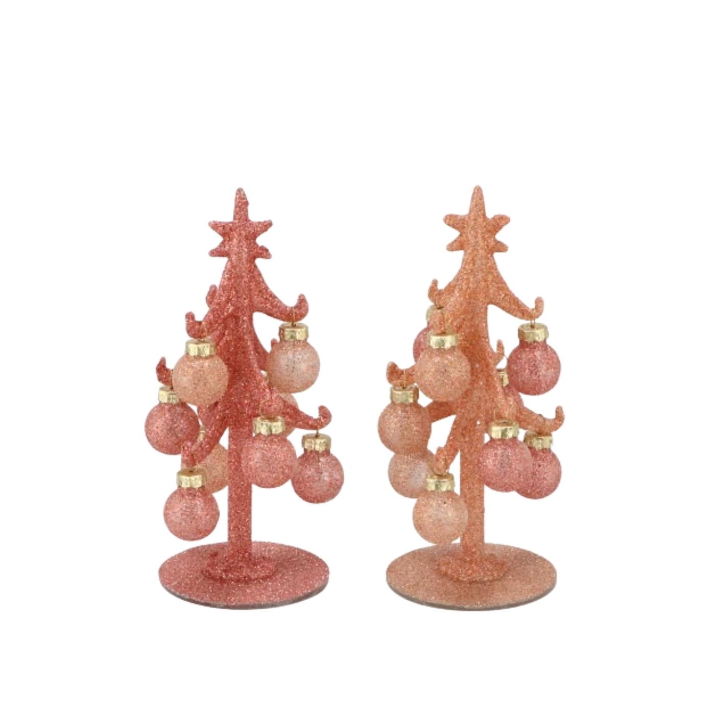 Merkloos everlands kunstkerstboom Sparkly nude 15cm 2 assorti