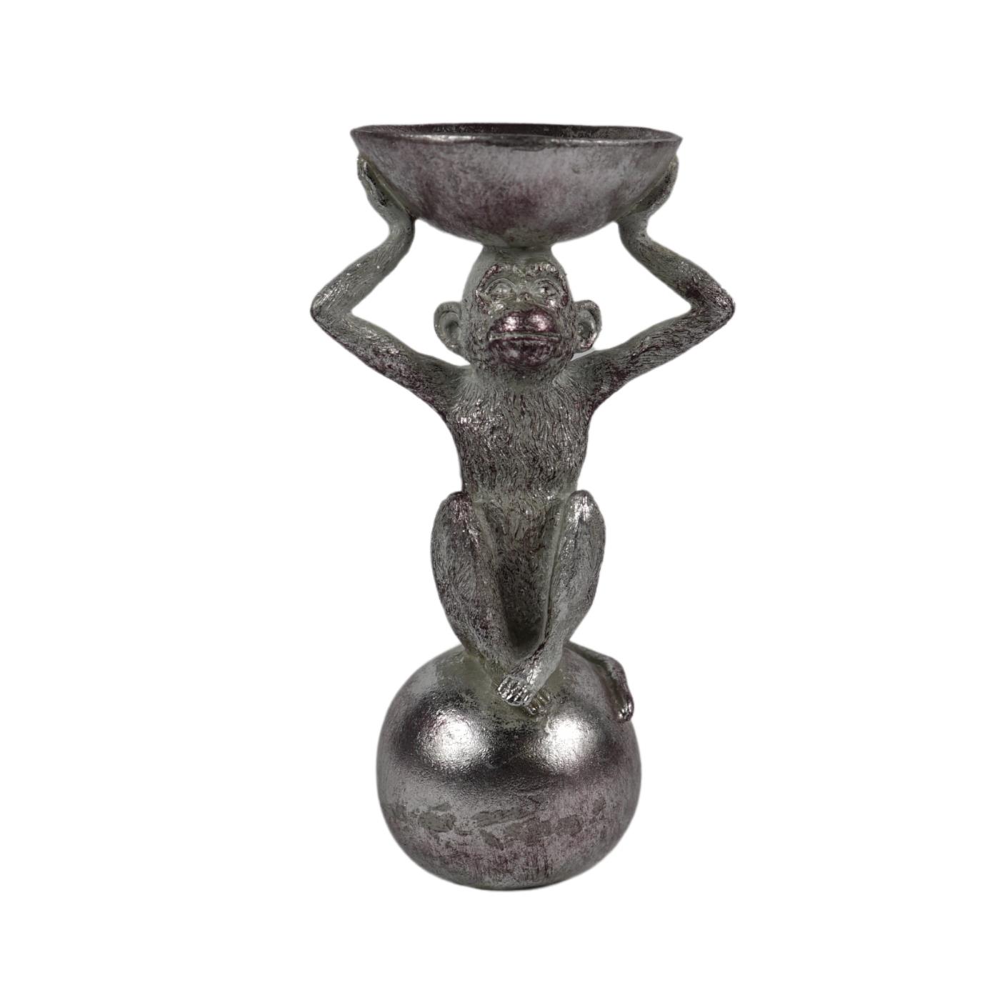 Merkloos Beeld aap zilverkleurig 26cm