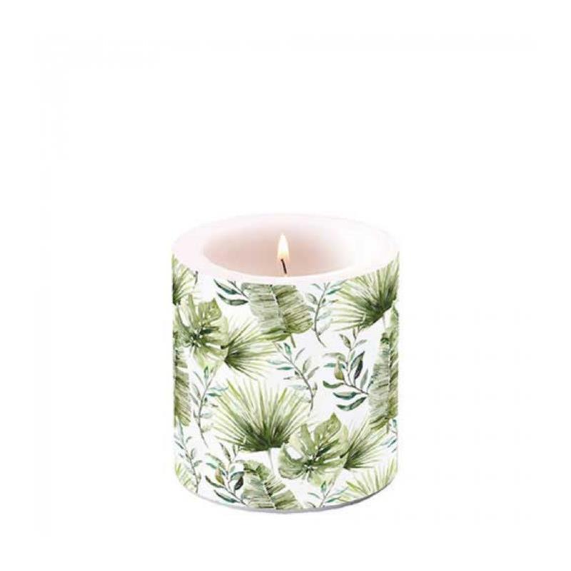 Ambiente Kaars klein Jungle leaves white
