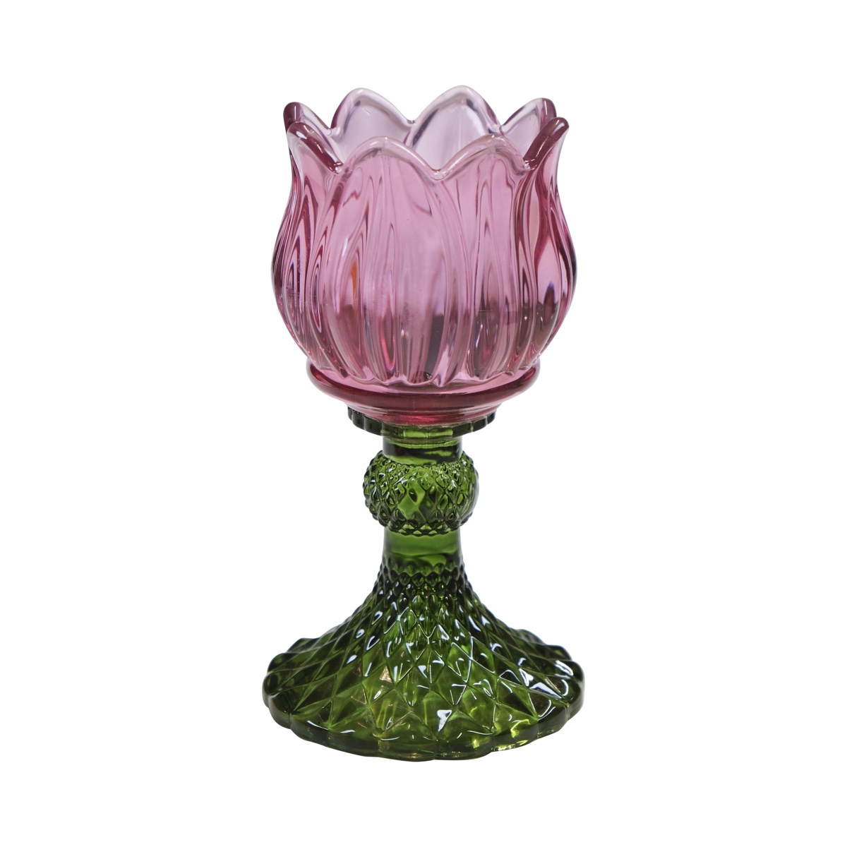 Mars & More Theelichthouder Tulp glas roze 15cm