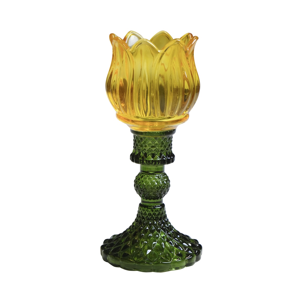 Mars & More Theelichthouder Tulp glas geel 17cm