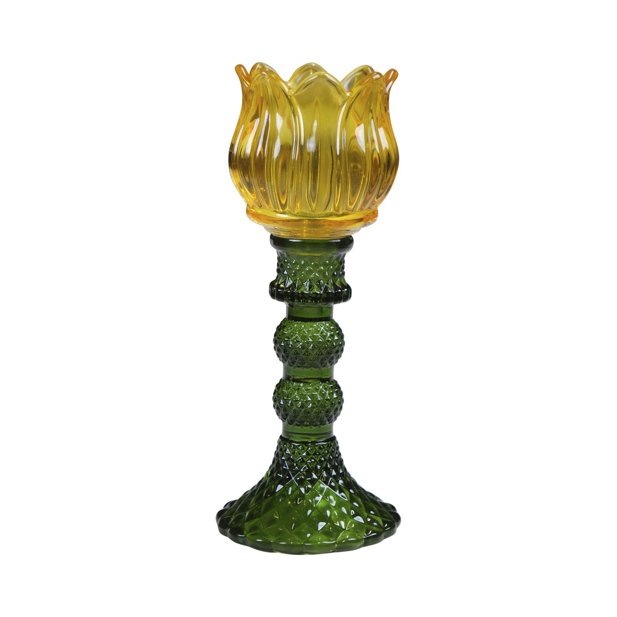 Mars & More Theelichthouder Tulp glas geel 19cm