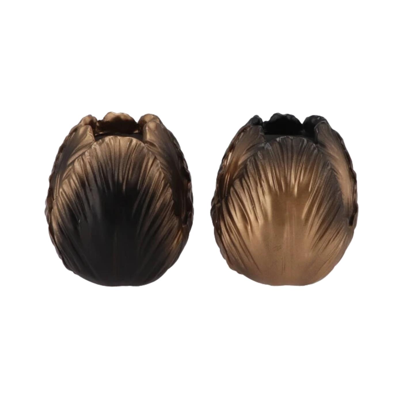 Merkloos Vaas Toulon zwart/goud 12cm 2 assorti