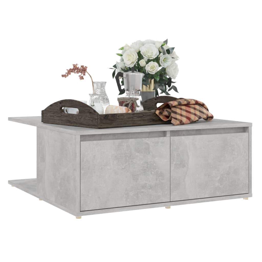 vidaXL Salontafel 80x80x31 cm bewerkt hout betongrijs