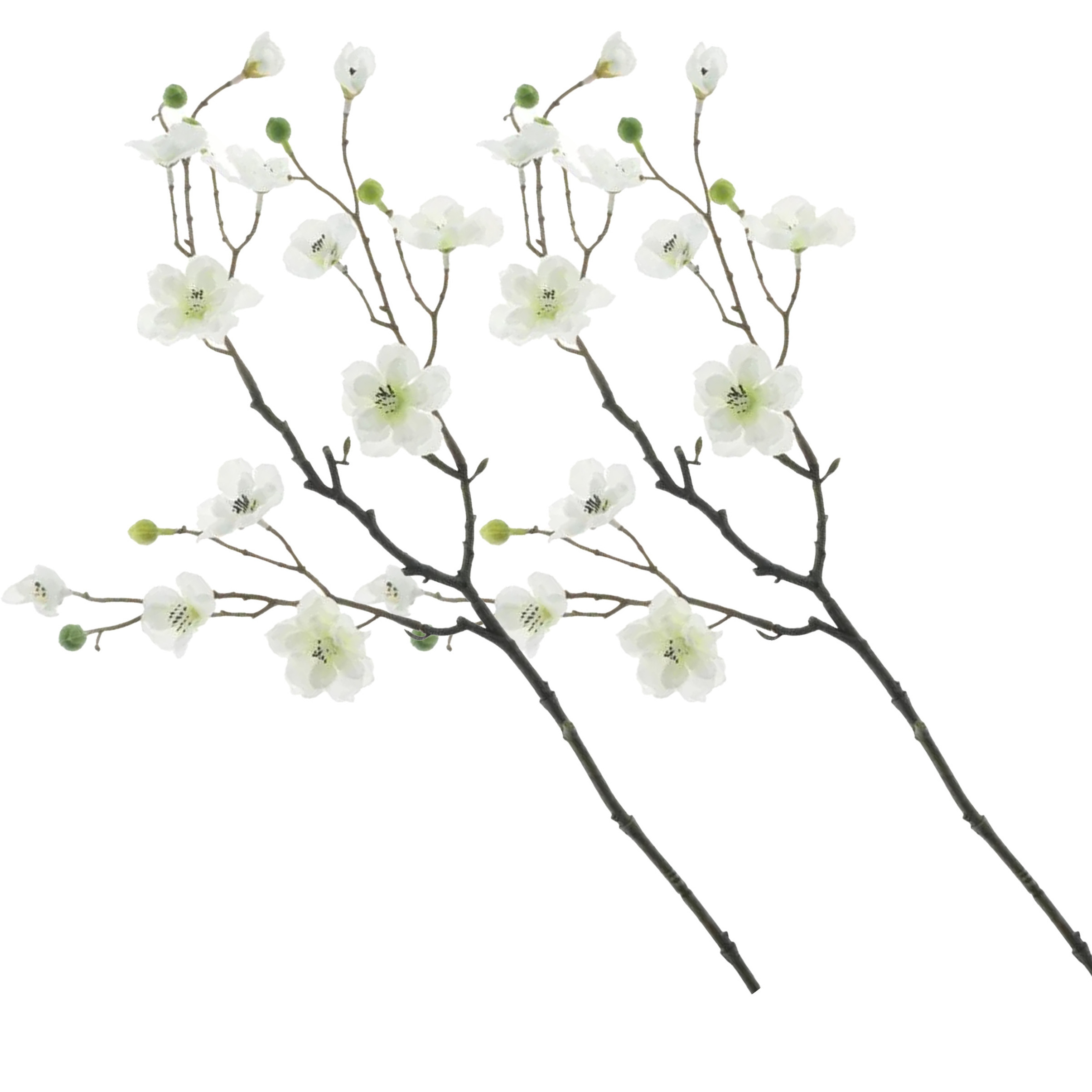 Bellatio Design Kunstbloem appel bloesem Kyoto - 2x - 56 cm - wit - Kunst zijdebloemen -