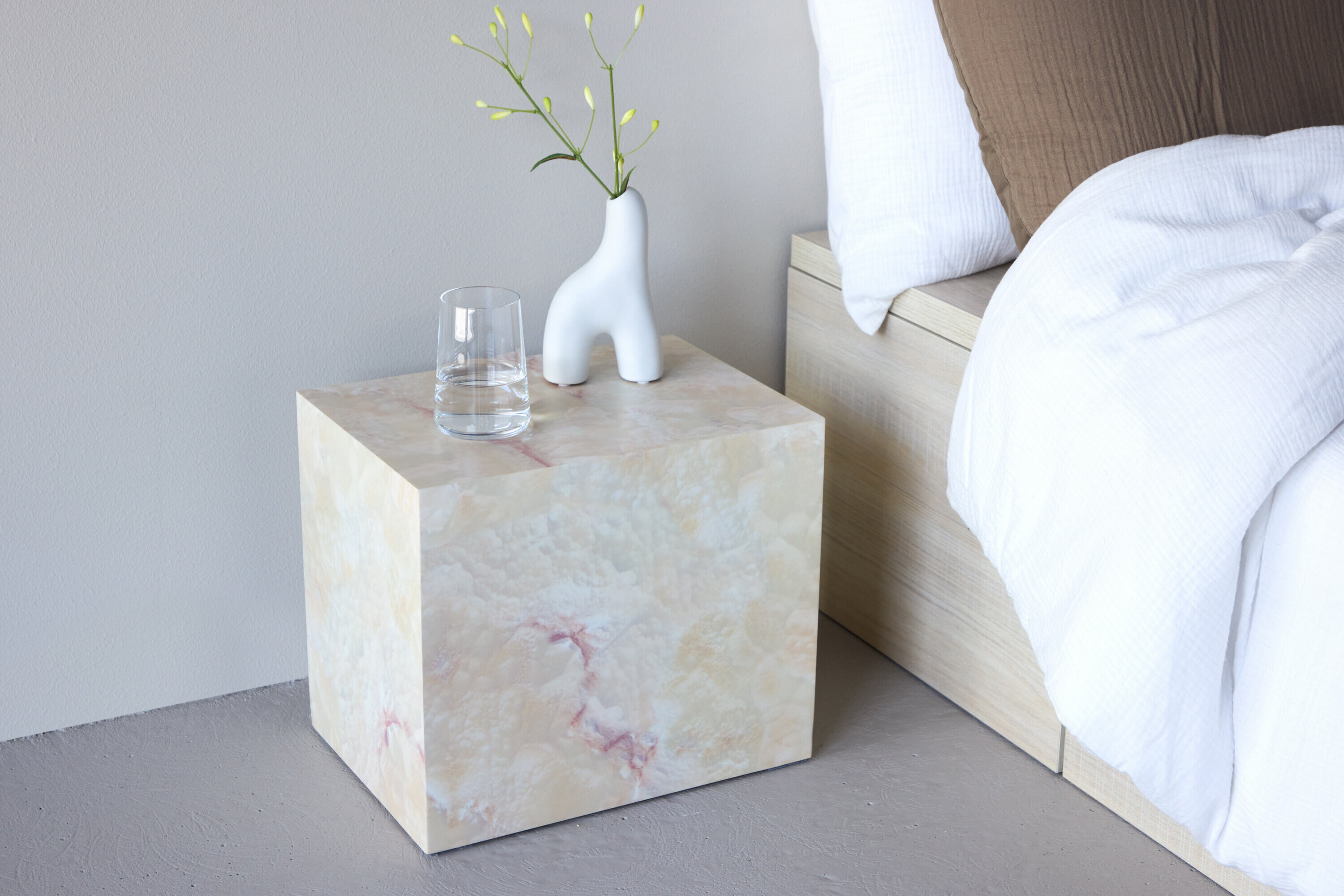 Nohr Bijzettafel Katiana Marmerlook, 35 x 25cm - Beige