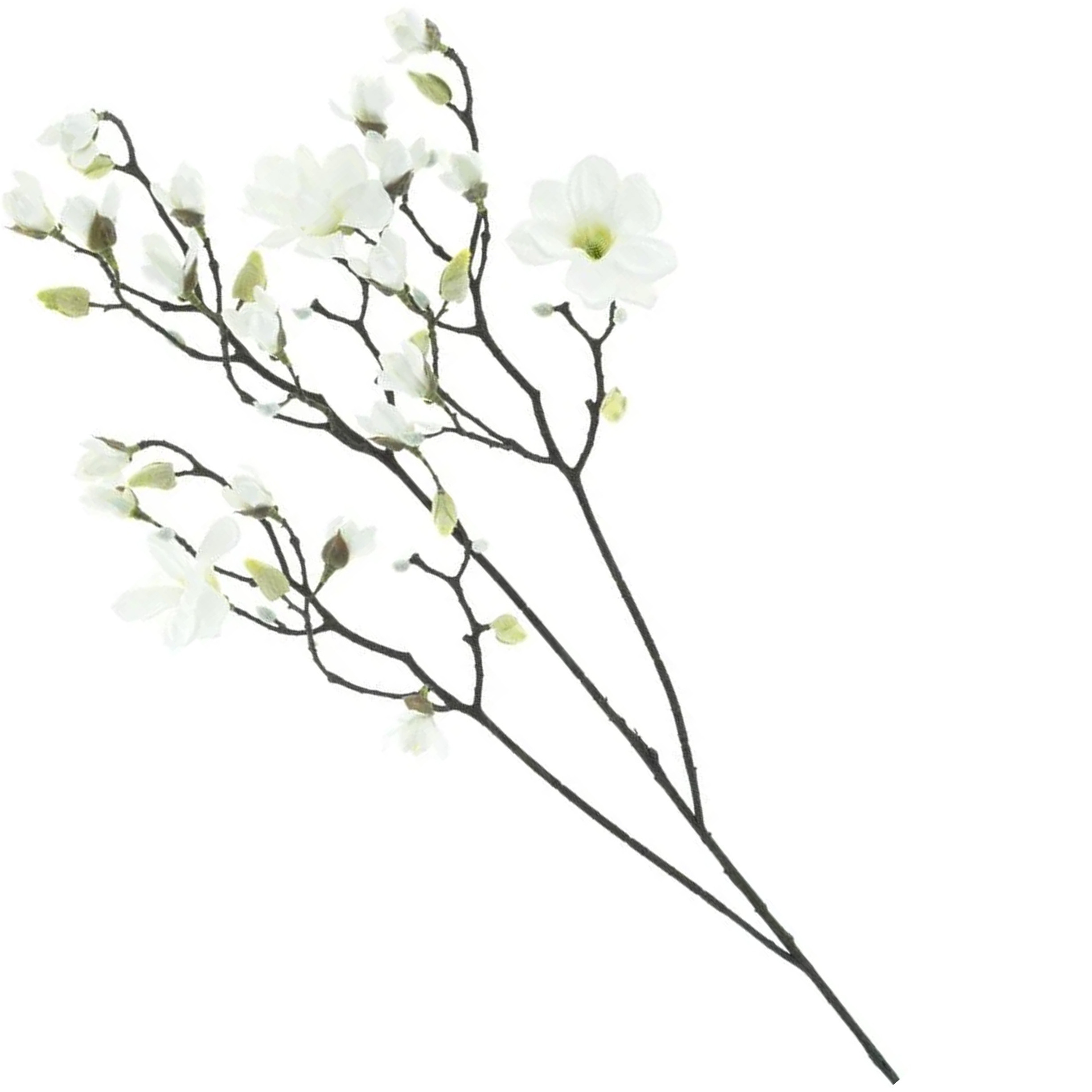 Bellatio Design Kunstbloem Magnolia tak Osaka - 123 cm - wit - Kunst zijdebloemen -