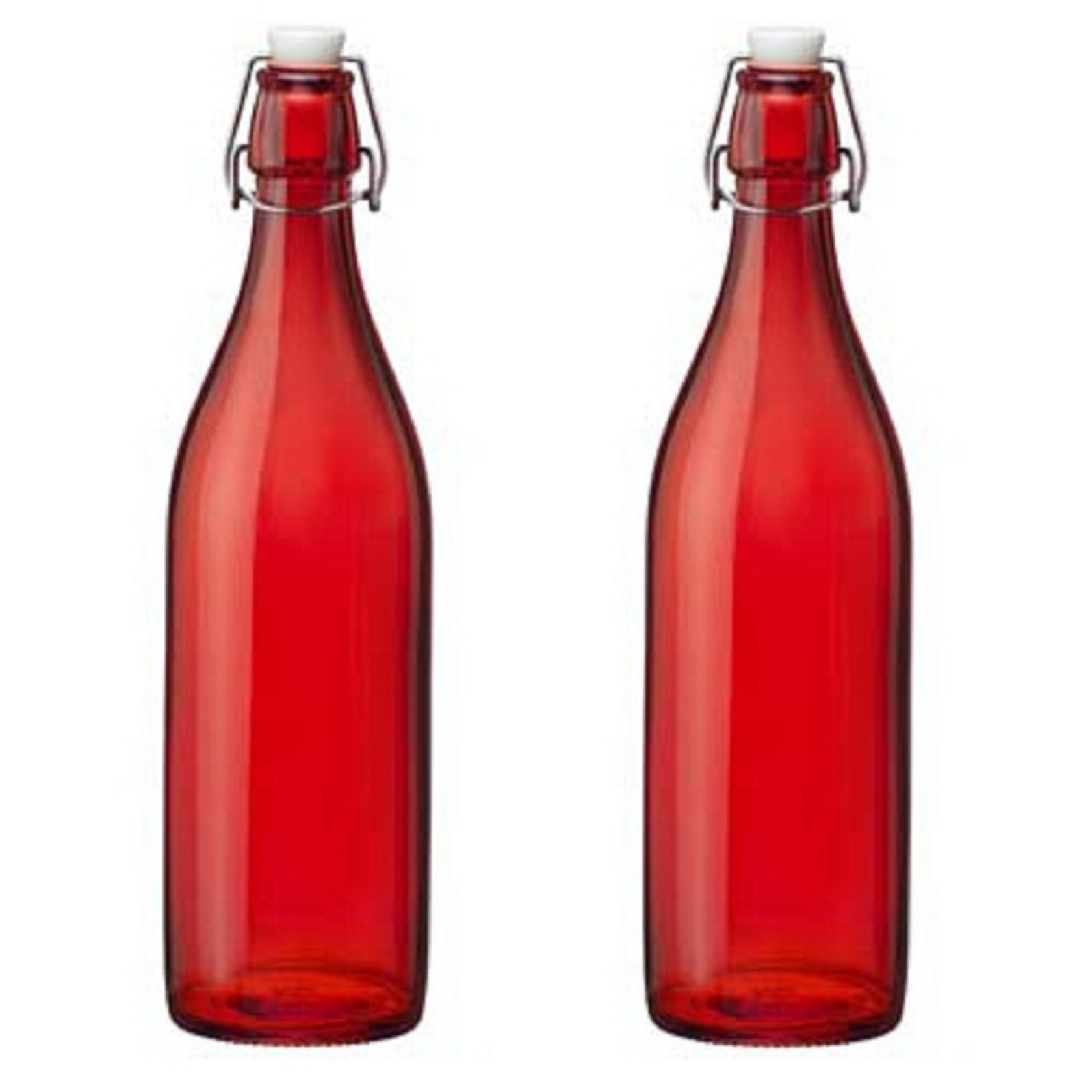 Merkloos 5x stuks rode giara flessen met beugeldop 30 cm van 1 liter -