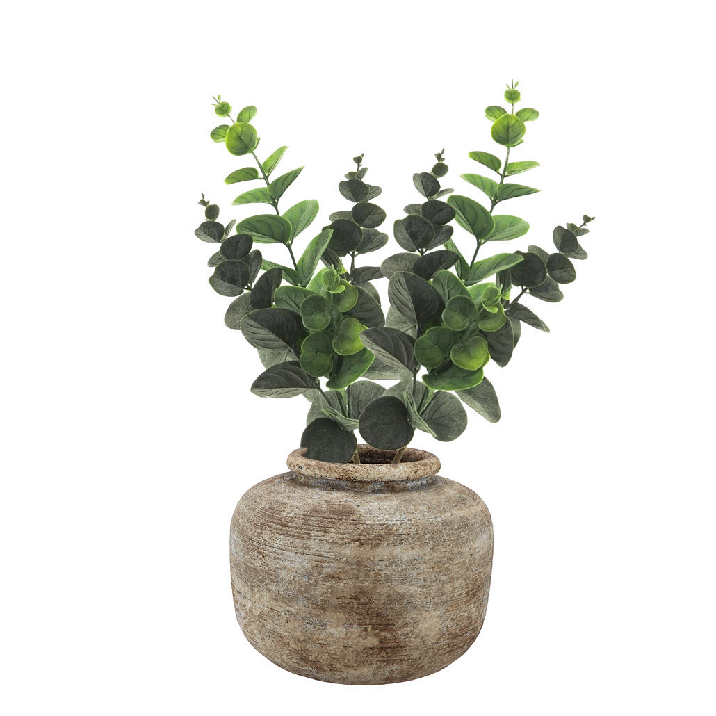 Bellatio Design Kunstbloem/kunsttak Eucalyptus Bella - 2x - cm - donkergroen - kunst zijdebloemen -