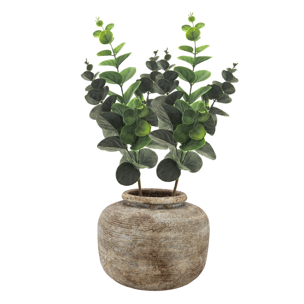 Bellatio Design Kunstbloem/kunsttak Eucalyptus Bella - 2x - cm - groen - kunst zijdebloemen -