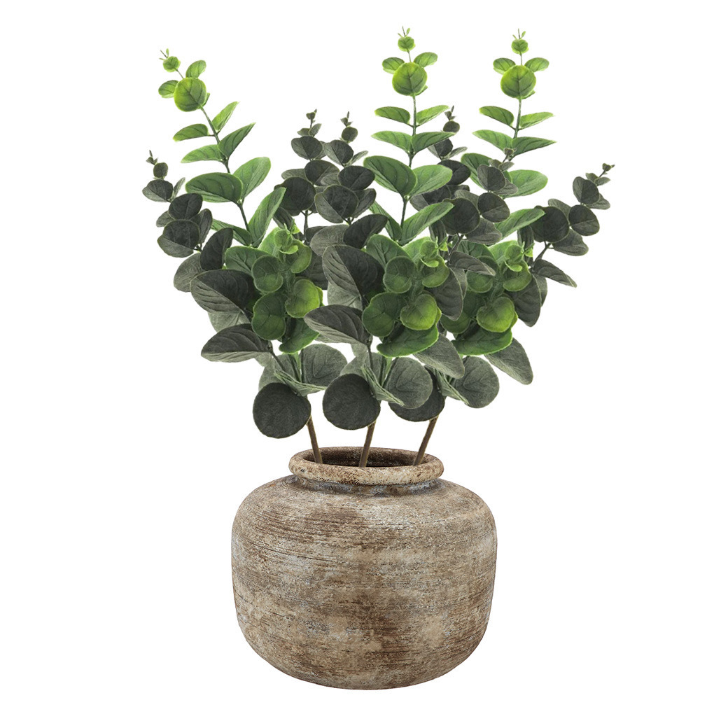 Bellatio Design Kunstbloem/kunsttak Eucalyptus Bella - 3x - cm - groen - kunst zijdebloemen -