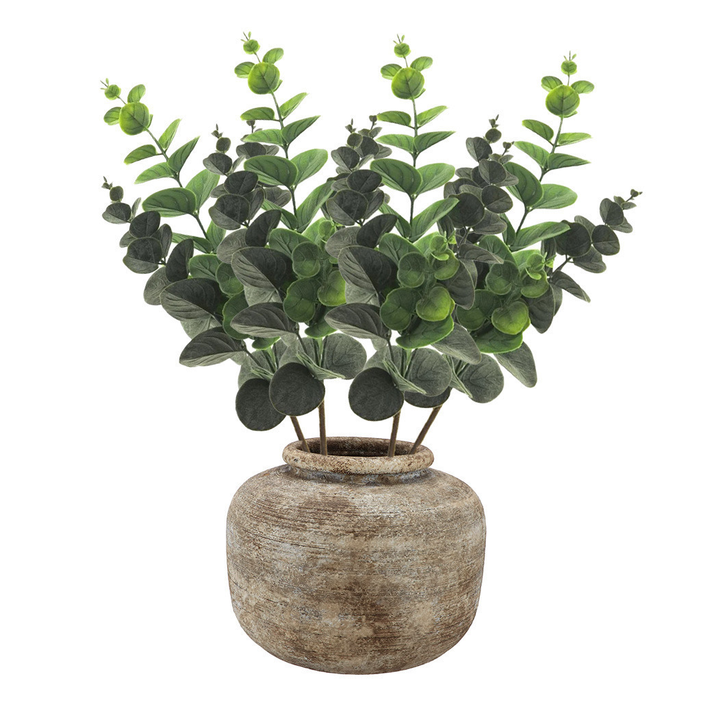 Bellatio Design Kunstbloem/kunsttak Eucalyptus Bella - 4x - cm - donkergroen - kunst zijdebloemen -