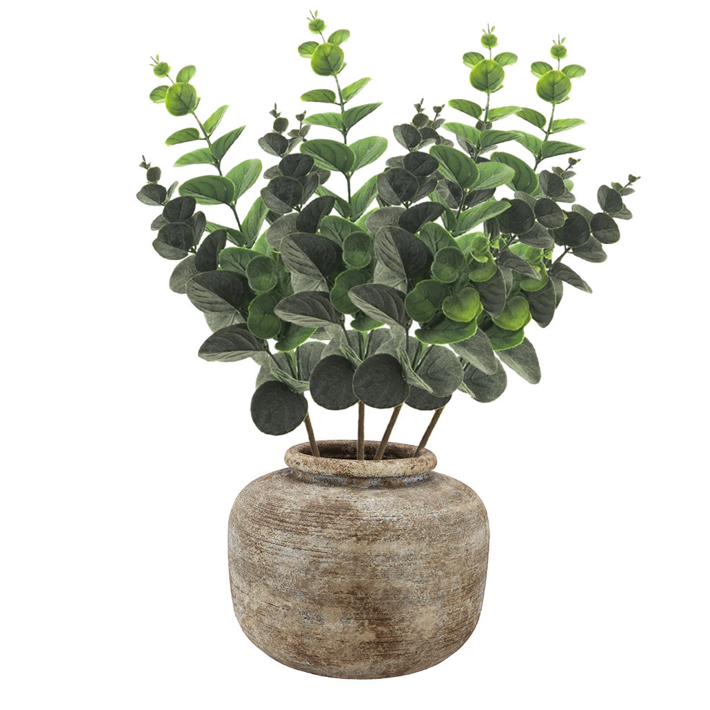 Bellatio Design Kunstbloem/kunsttak Eucalyptus Bella - 4x - cm - groen - kunst zijdebloemen -