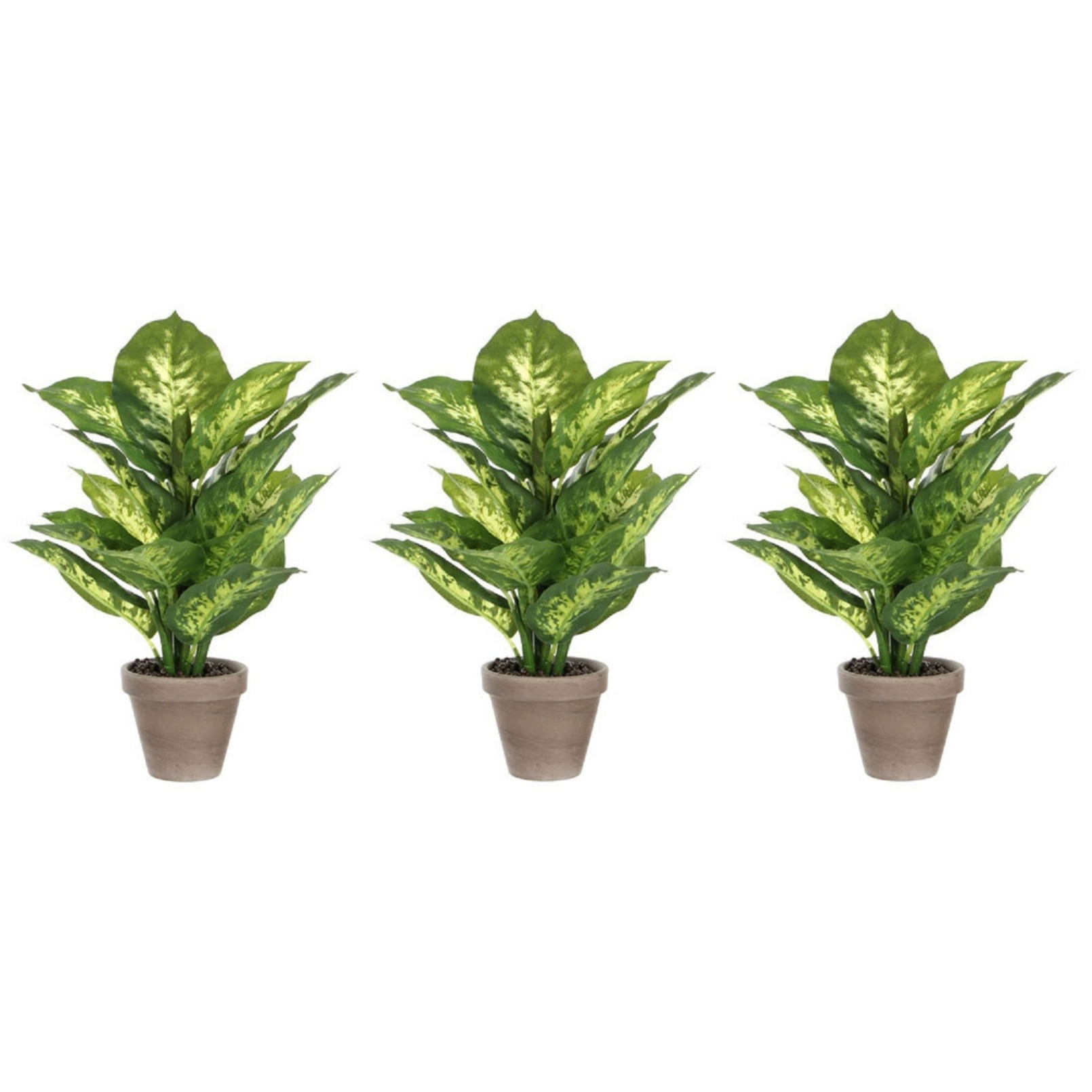 Mica Decorations Kunstplant Dieffenbachia - Voordeelset van 4x stuks - groen - cm - in pot - nepplant - kamerplant -