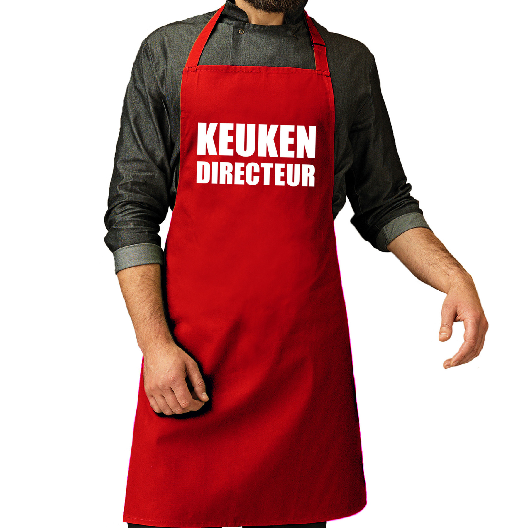 Bellatio Decorations Cadeau schort volwassenen - keuken directeur - rood - keukenschort - verjaardag -
