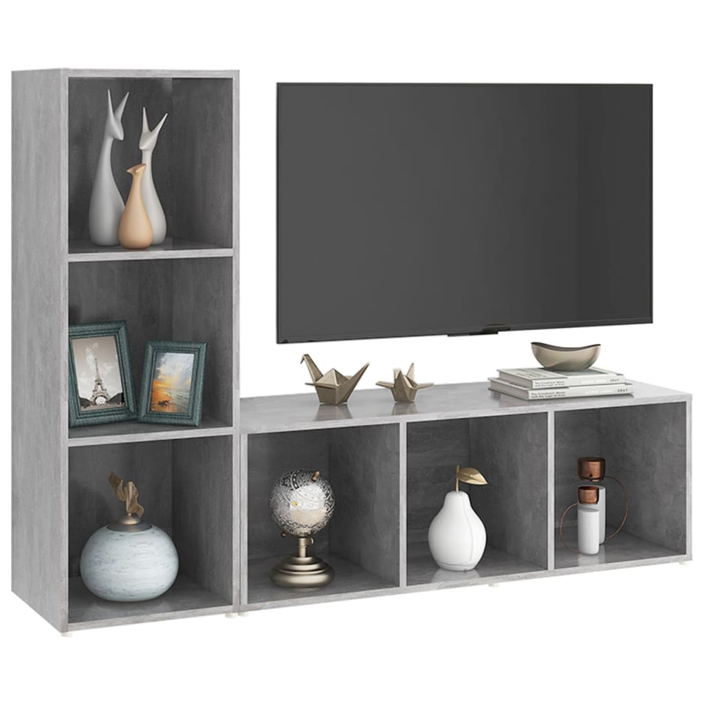 vidaXL Tv-meubelen 2 st 107x35x37 cm bewerkt hout betongrijs