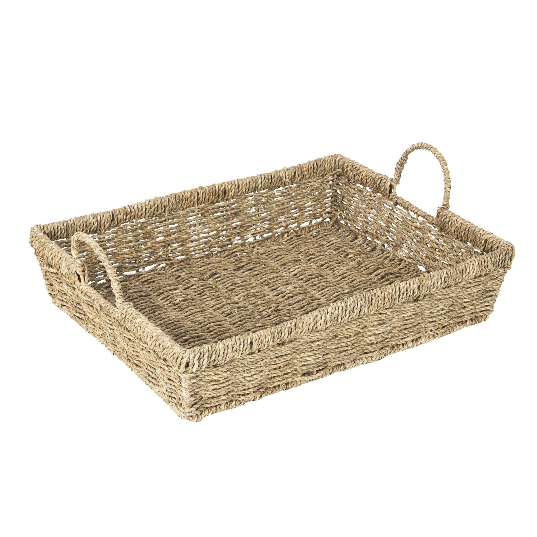 HI dienblad - zeegras - x x 11 cm - beige - serveertray - Hoge opstaande rand -