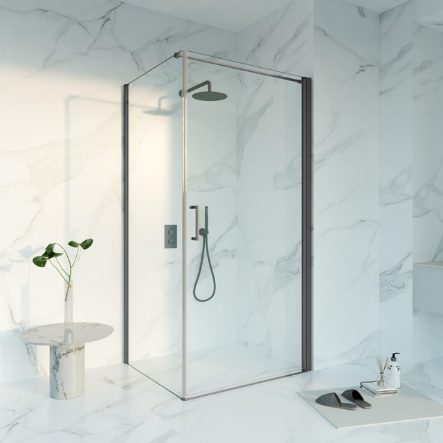 Fortifura Galeria Douchecabine - 140x90x200 - Profiel - veiligheidsglas - anti kalk - Geborsteld Gunmetal PVD SW1122489 SW797916 SW797907