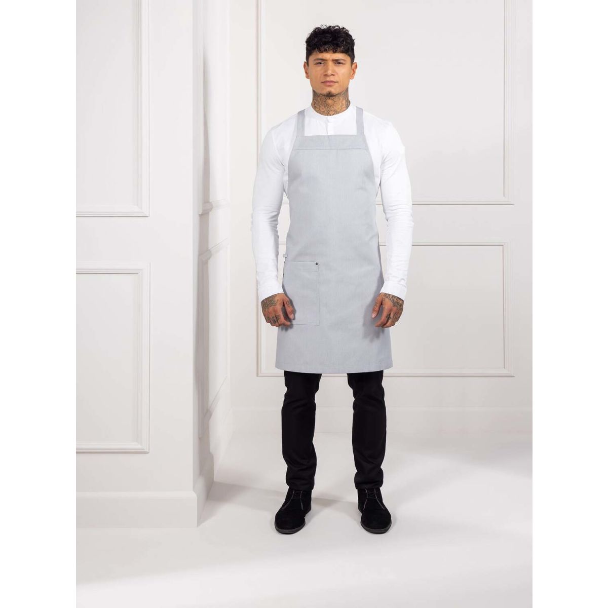 Le Nouveau Chef Eden Denim keukenschort; 78x84 cm (LxB); grijs