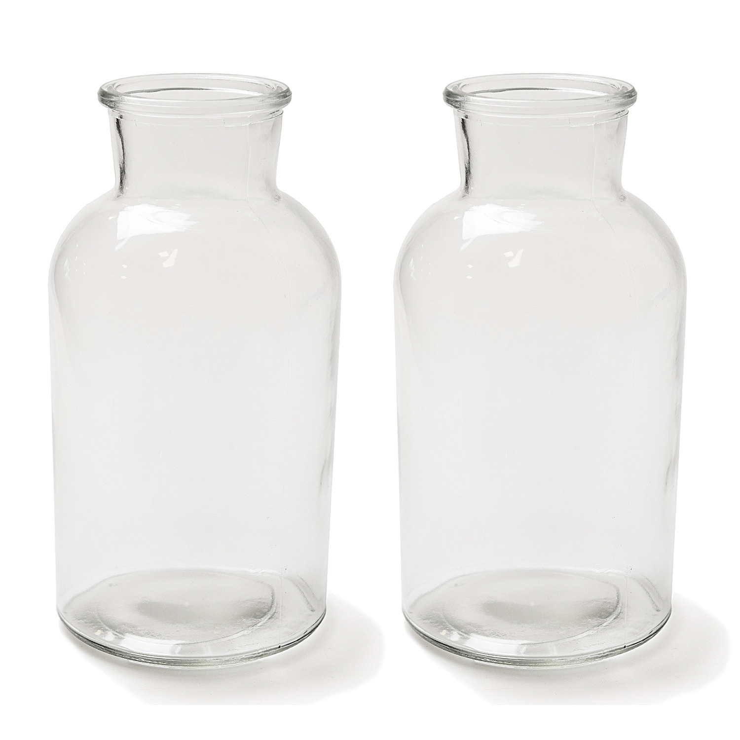 Merkloos Transparante melkbus vaas/vazen van glas 10 x 20 cm -