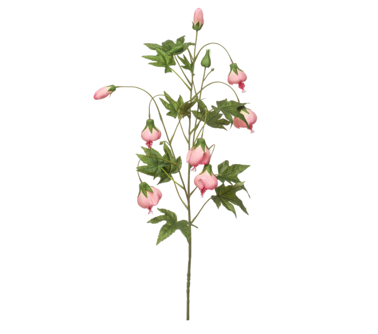 Emerald Abutilon spray pink 100 cm kunstbloem zijde nepbloem - 
