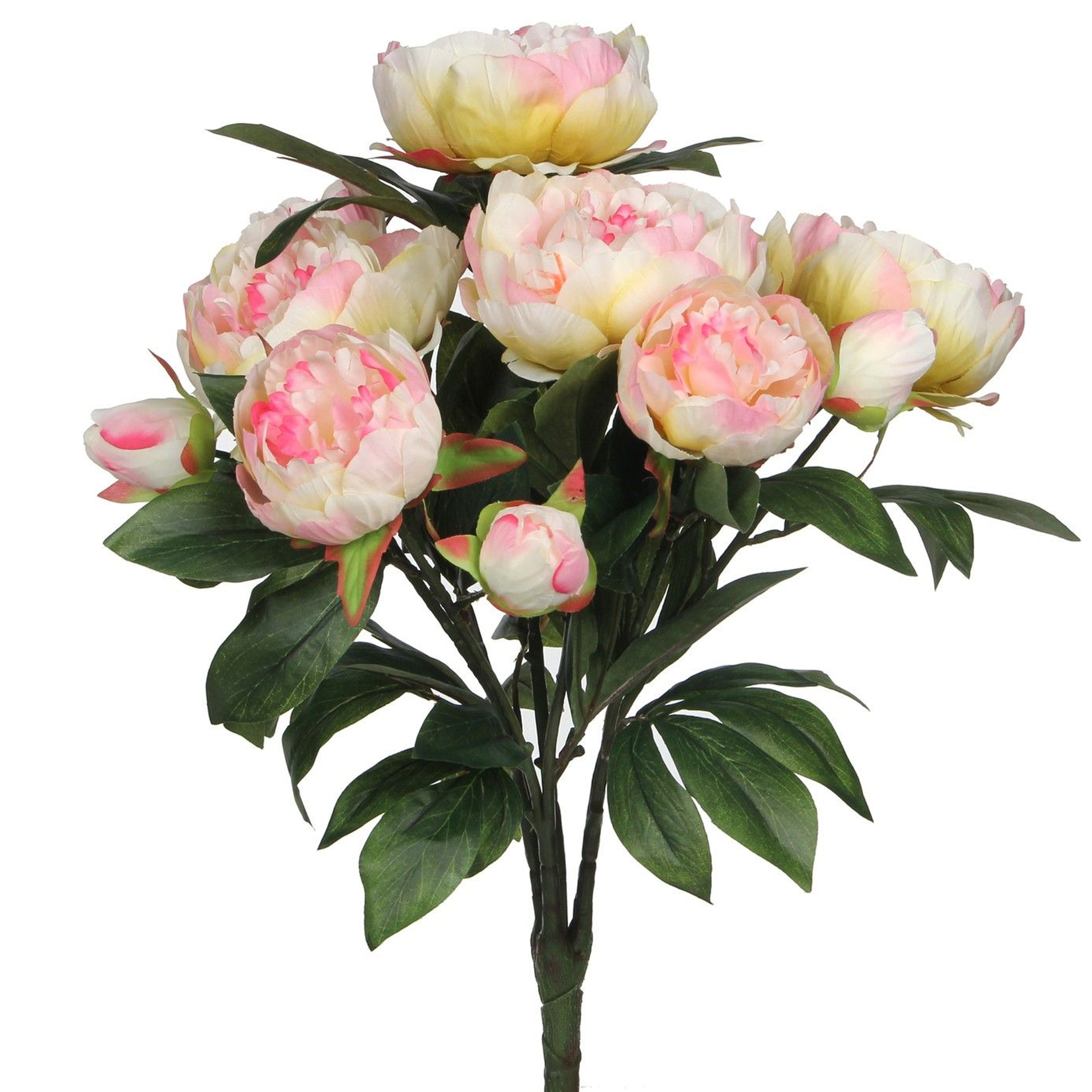 Mica Decorations Kunstbloemen boeket pioenrozen - roze - 55 cm -