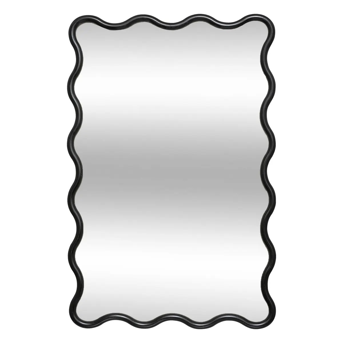 Atmosphera Wandspiegel Waves - zwart - 89 x 59 cm - kunststof/glas -