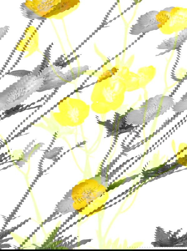 Driesprong collection Boterbloemspray shiny 68 cm x12flrs, 3knp 7lvs kunstbloem zijde nepbloem - 