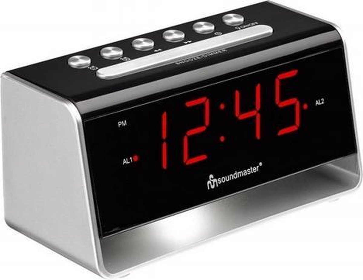 Soundmaster UR8100SI Super slim jumbo LED alarmklok met nachtlampje