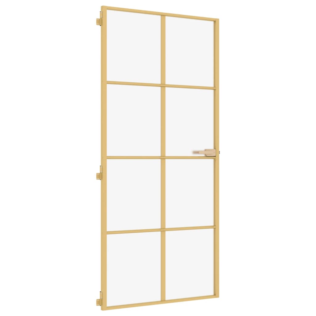 vidaXL Binnendeur smal 93x201,5 cm gehard glas en aluminium goudkleur